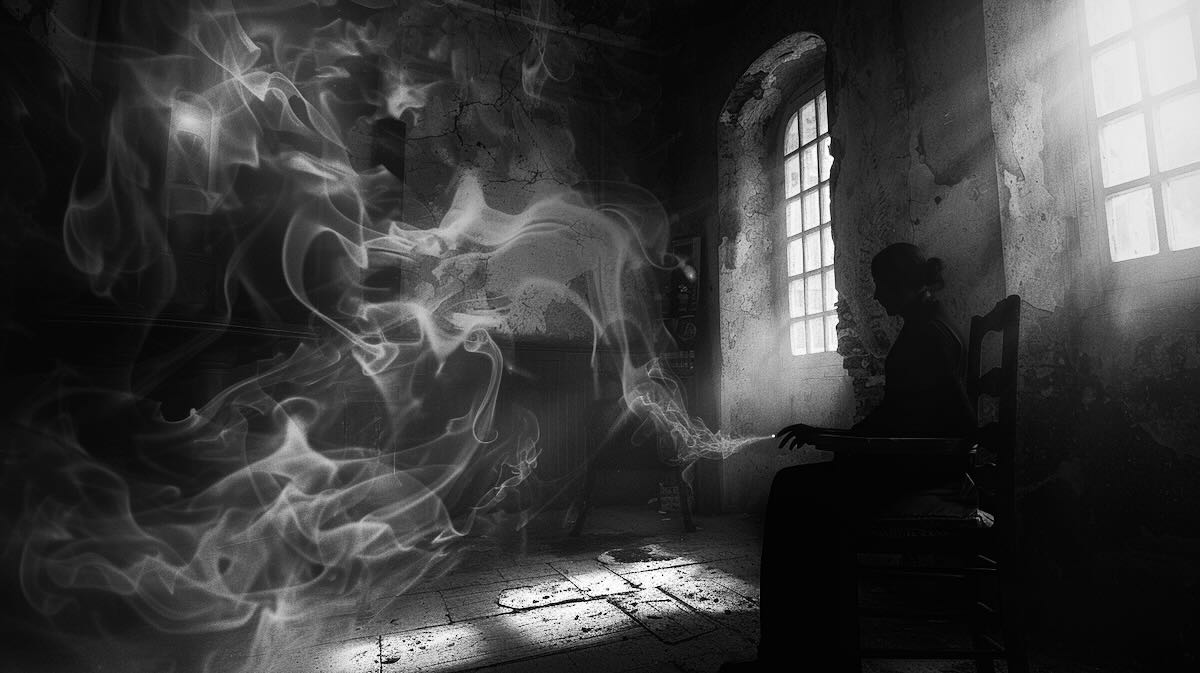 Wie ich scheitere zum Grübeln bei der Depression 8 Date Person conjuring ethereal smoke Surreal photography