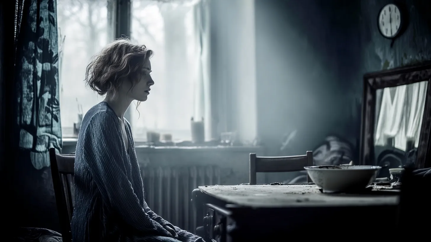 Charlott - Sonntag, der 7. Juni 8 Traurige, erschöpfte Person in einem Raum.