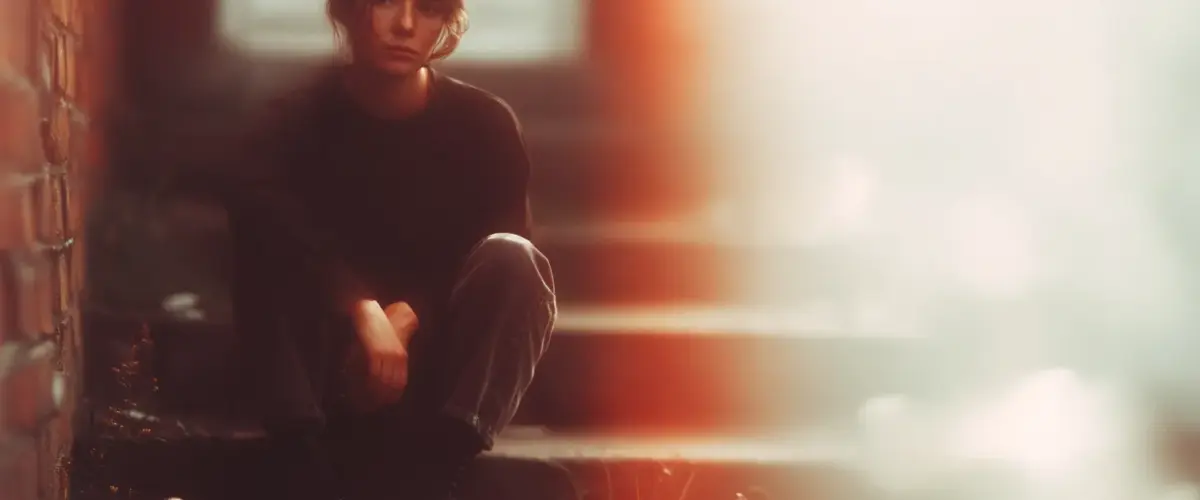 Charlott, Donnerstag - 13. März 1 Charlott sitzt auf Treppenstufen.