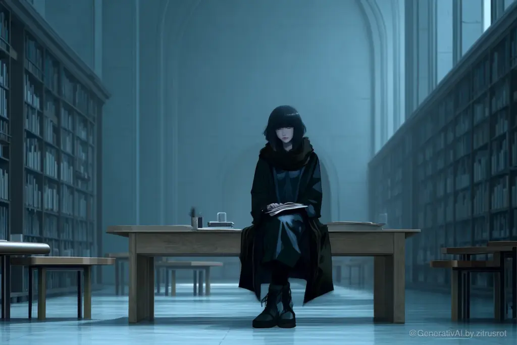 Der Alkohol belügt mich: Depression 2 Anime - Frau in Bibliothek